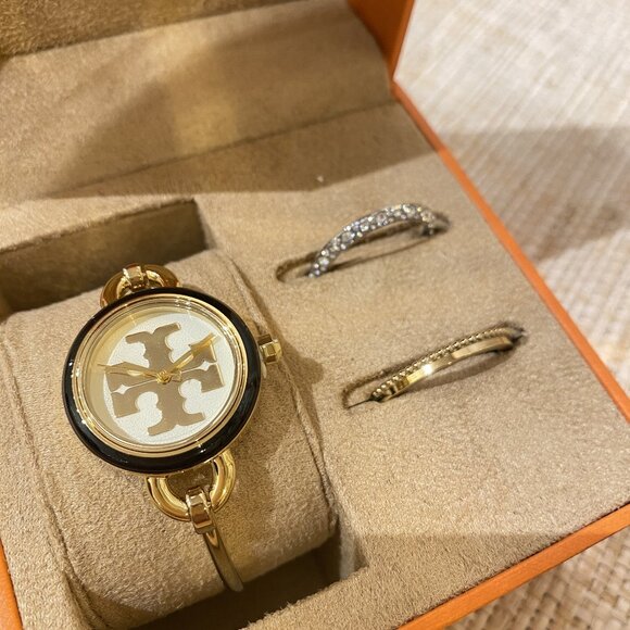 TORY BURCH The Miller Gold-Tone Stainless Bangle Bracelet Watch TBW6015